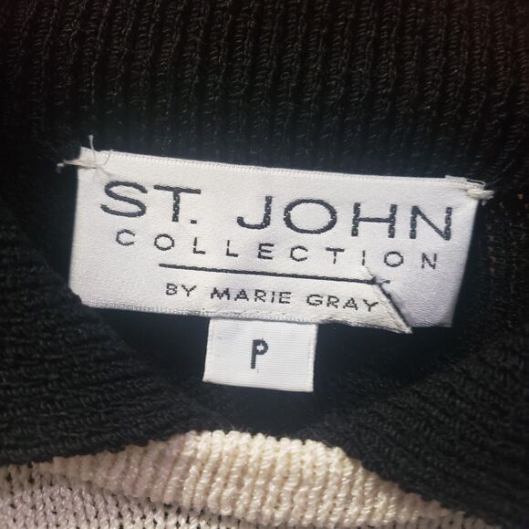 Vintage St. John Separates Collar Striped Sweater Oversize Balloon Sleeve stripe - Picture 3 of 3